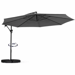 Parasol déporté rotatif 350 cm coloris gris