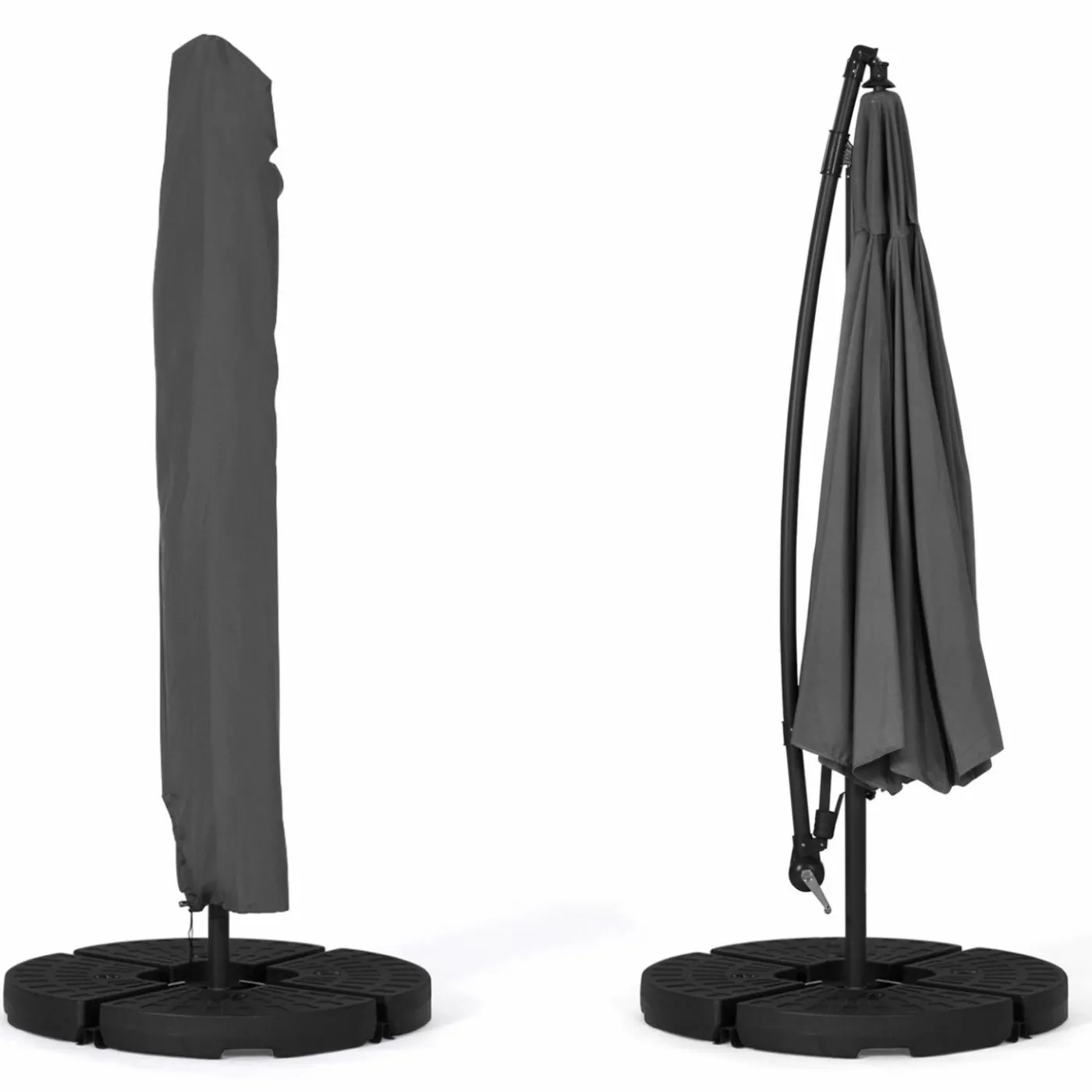 Parasol déporté rotatif 350 cm coloris gris