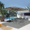 Parasol déporté rotatif 3x4 m taupe "60° avec 4 dalles et housse