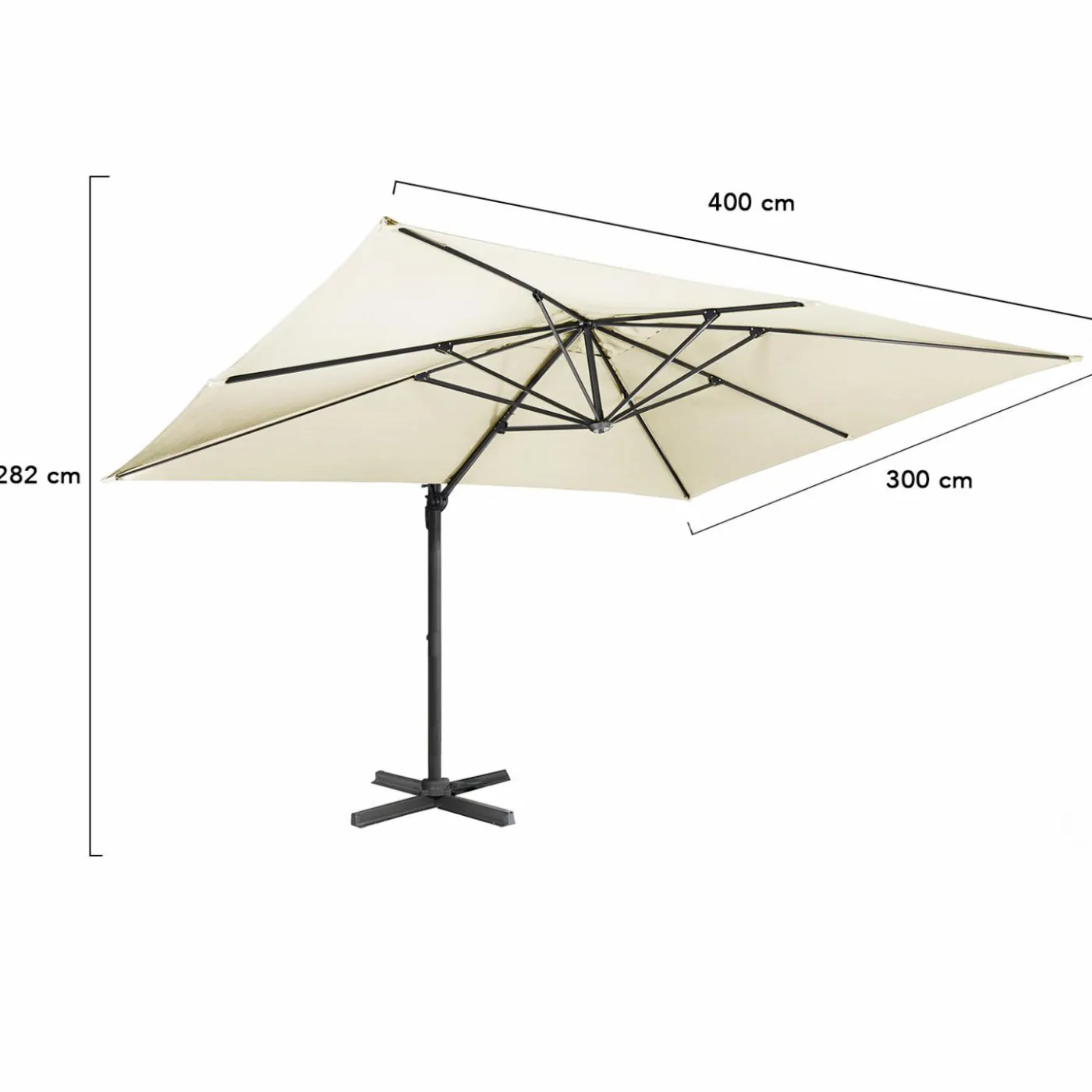 Parasol déporté 3x4 m écru