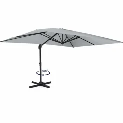 Parasol déporté 3x4 m rotatif 360 coloris gris clair