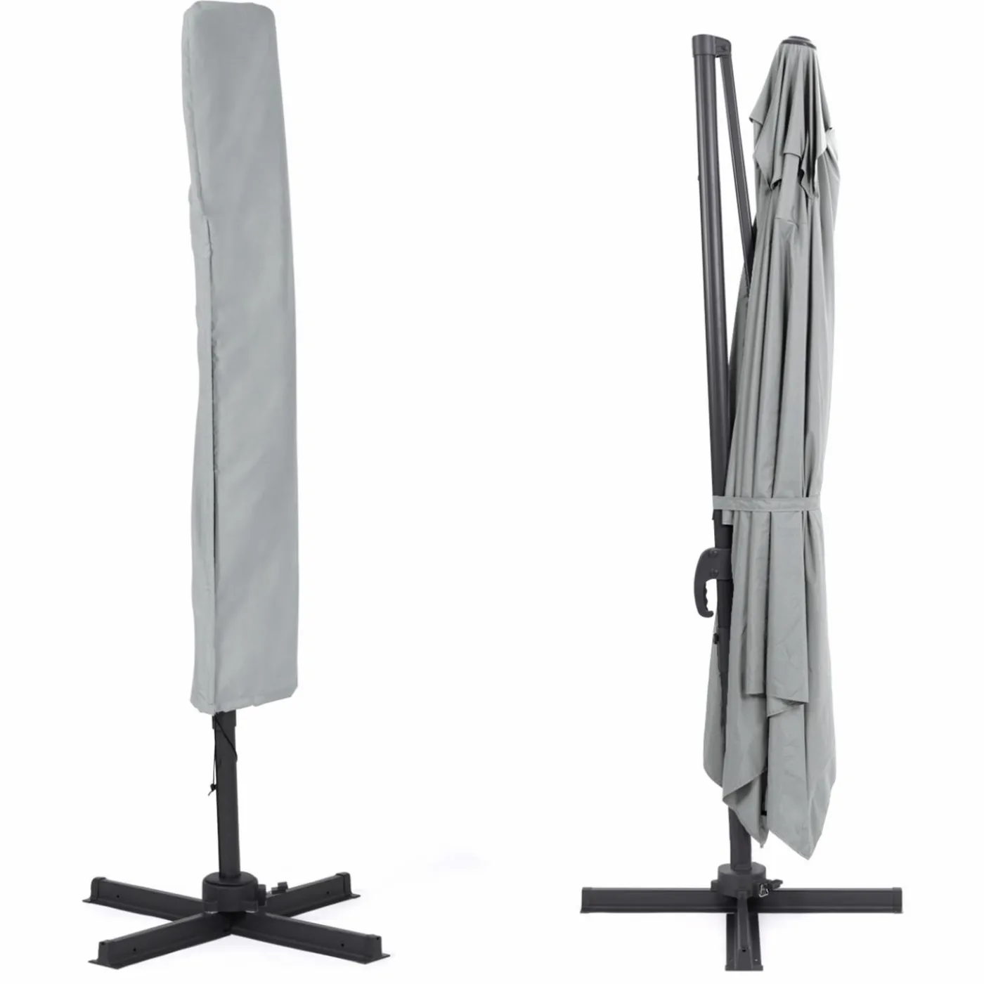 Parasol déporté 3x4 m rotatif 360 coloris gris clair