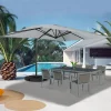 Parasol déporté 3x4 m rotatif 360 gris clair avec 4 dalles
