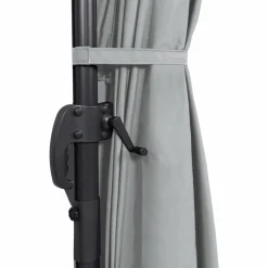 Parasol déporté 3x4 m rotatif 360 gris clair avec 4 dalles