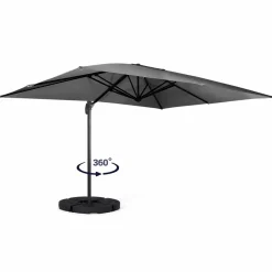 Parasol déporté 3x3 m rotatif 360 coloris gris