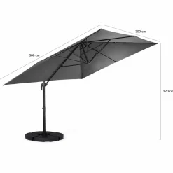 Parasol déporté 3x3 m rotatif 360 coloris gris