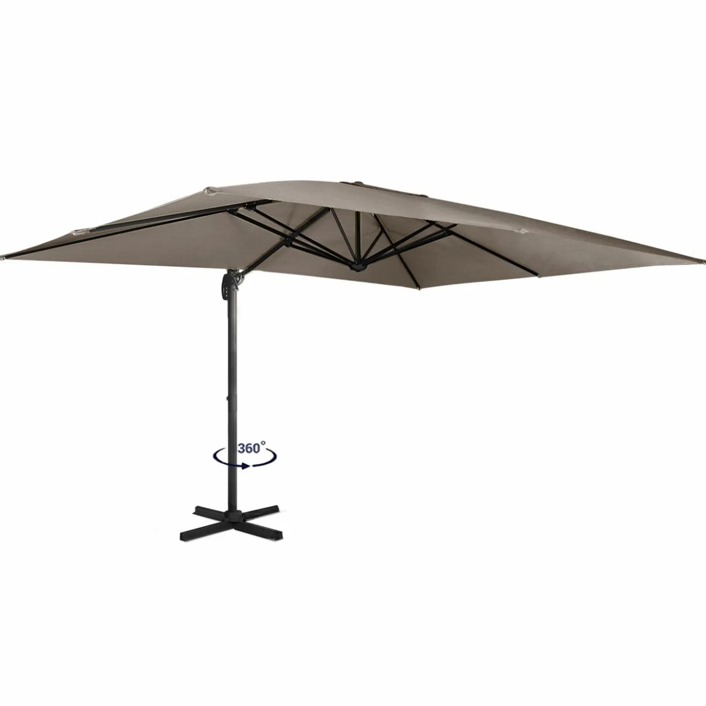 Parasol rectangulaire déporté 3x4m taupe