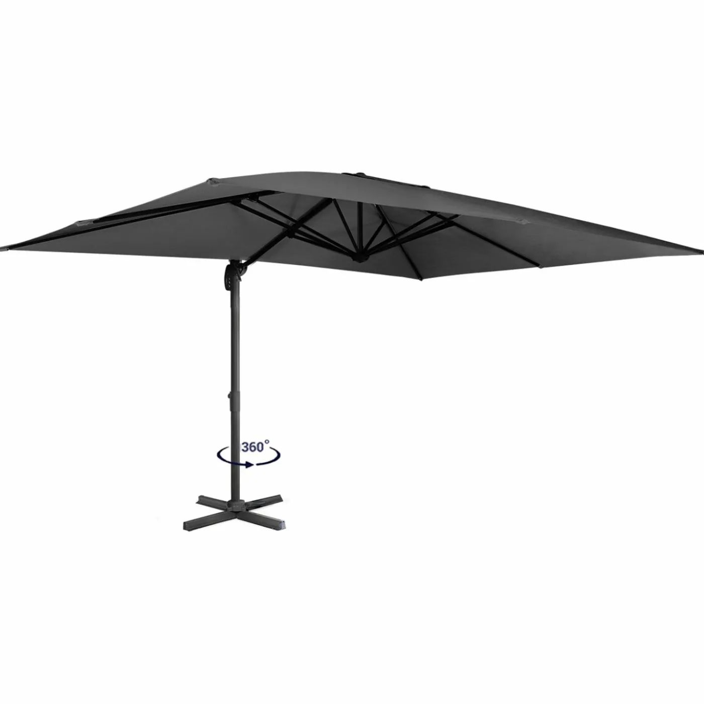 Parasol rectangulaire déporté 3x4 m gris