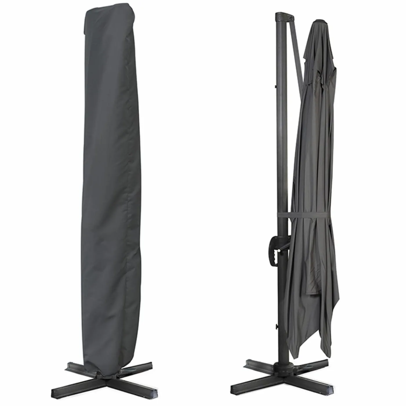 Parasol rectangulaire déporté 3x4 m gris