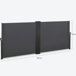 Paravent double rétractable 180 x 800 cm gris anthracite