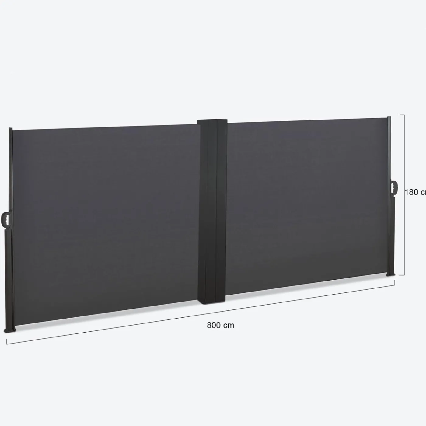 Paravent double rétractable 180 x 800 cm gris anthracite