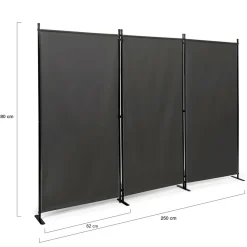 Paravent extérieur / intérieur sur pieds 3 panneaux gris anthracite