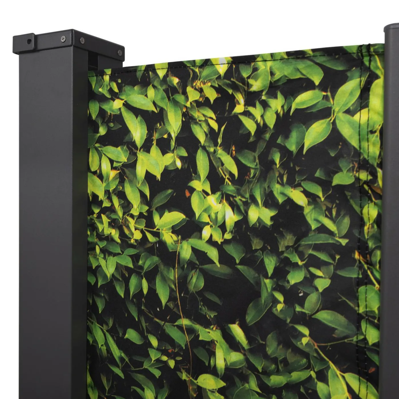 Paravent extérieur rétractable 400x180 cm store latéral motif feuillage