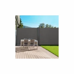Paravent rétractable double gris anthracite