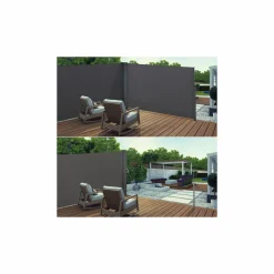 Paravent rétractable double gris anthracite