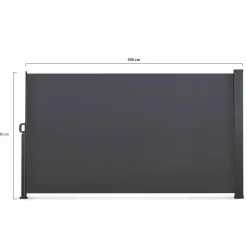 Paravent rétractable extérieur 180 x 500 cm gris anthracite