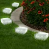 Pavés solaires en verre 4 LEDS blanches éclairage de jardin