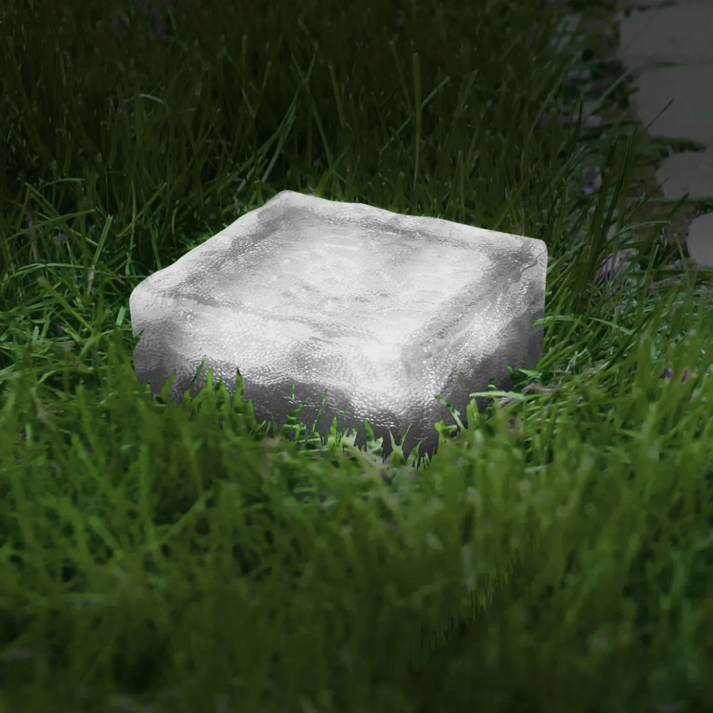 Pavés solaires en verre 4 LEDS blanches éclairage de jardin