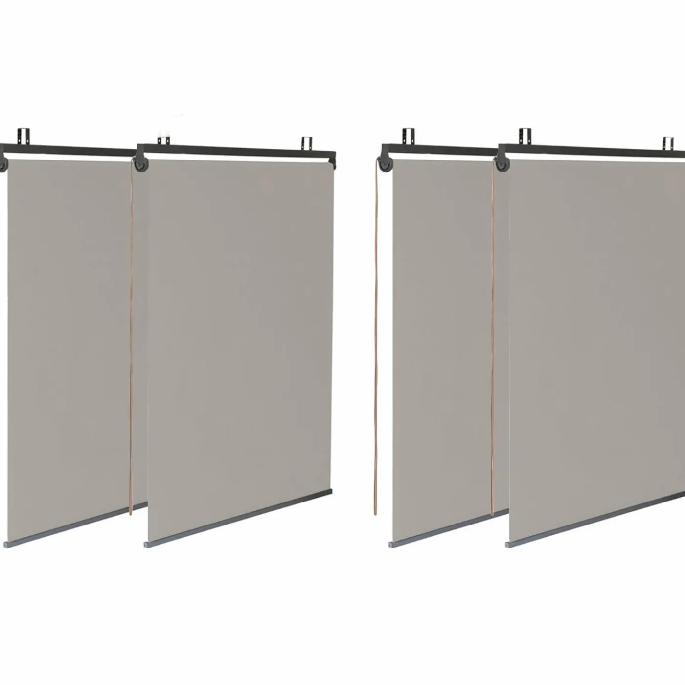 Pergola acier lames orientables 3x4m avec 4 stores taupe