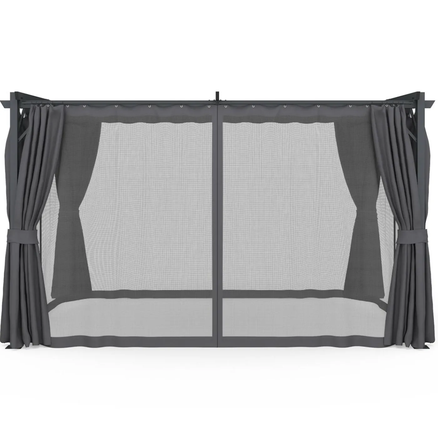 Pergola avec moustiquaire intégrée, toit rétractable et 4 rideaux gris 3x4 m
