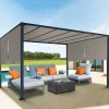 Pergola avec rideaux coulissants taupe 3x4m