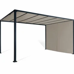 Pergola avec rideaux coulissants taupe 3x4m