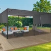 Pergola avec rideaux coulissants gris anthracite 3x6m
