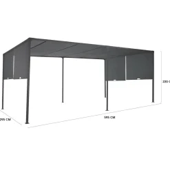Pergola avec rideaux coulissants gris anthracite 3x6m