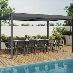 Pergola bioclimatique 3x4 M lames orientables aluminium gris anthracite