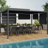 Pergola bioclimatique 3x4M lames orientables et stores gris anthracite