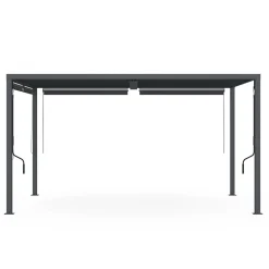 Pergola bioclimatique 3x4M lames orientables et stores gris anthracite