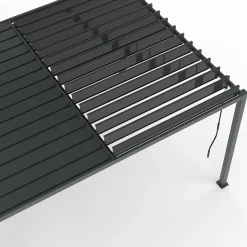 Pergola bioclimatique 3x4M lames orientables et stores gris anthracite