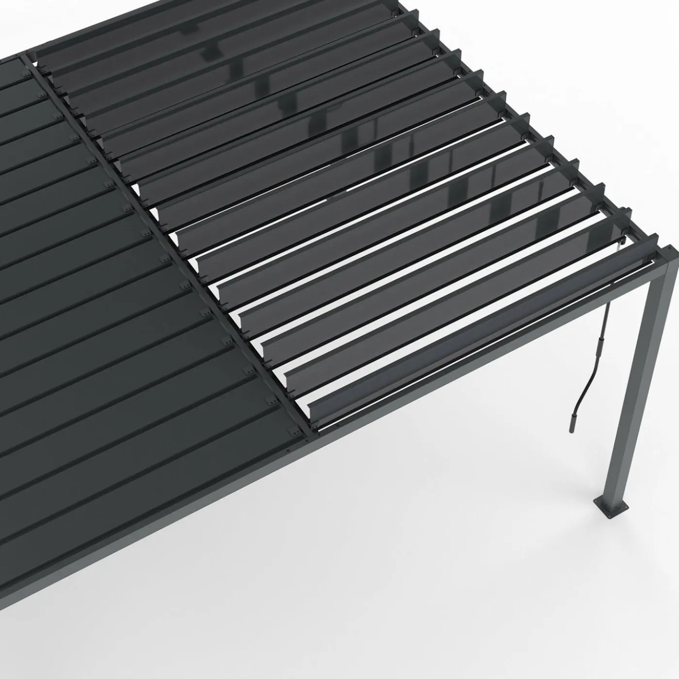 Pergola bioclimatique 3x4M lames orientables et stores gris anthracite