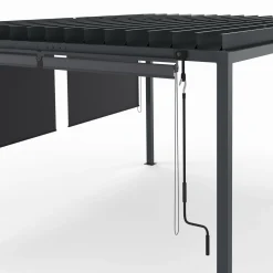 Pergola bioclimatique 3x4M lames orientables et stores gris anthracite
