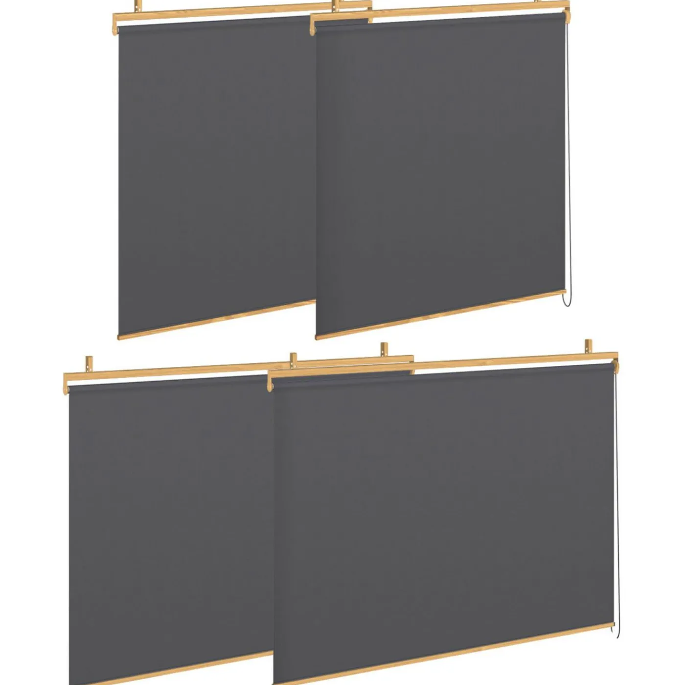 Pergola effet bois 3x4 M toit rétractable et 4 stores gris anthracite