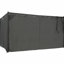 Pergola lames orientables avec 4 rideaux gris 3x4 M