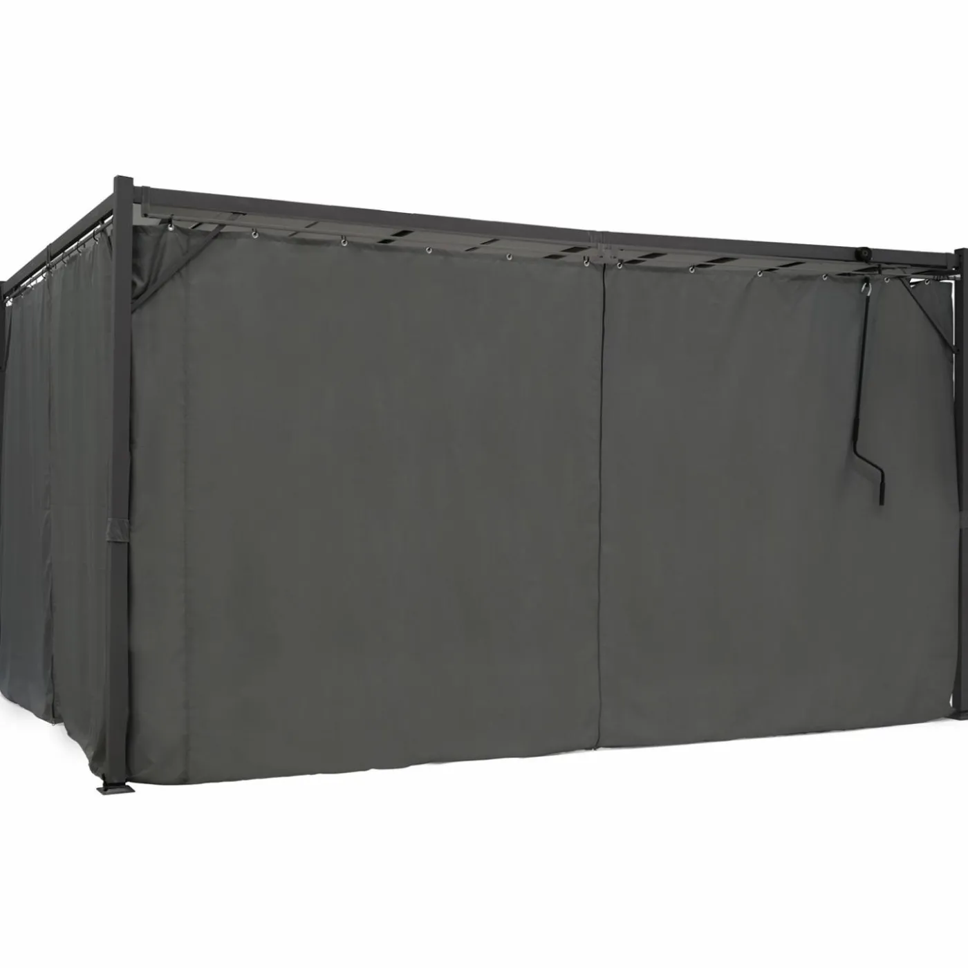 Pergola lames orientables avec 4 rideaux gris 3x4 M