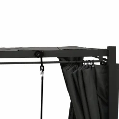 Pergola lames orientables avec 4 rideaux gris 3x4 M