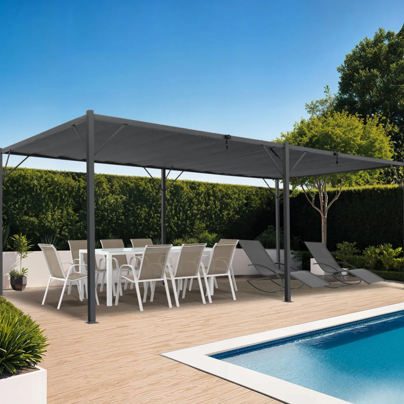 Pergola lames orientables gris anthracite 3x6m