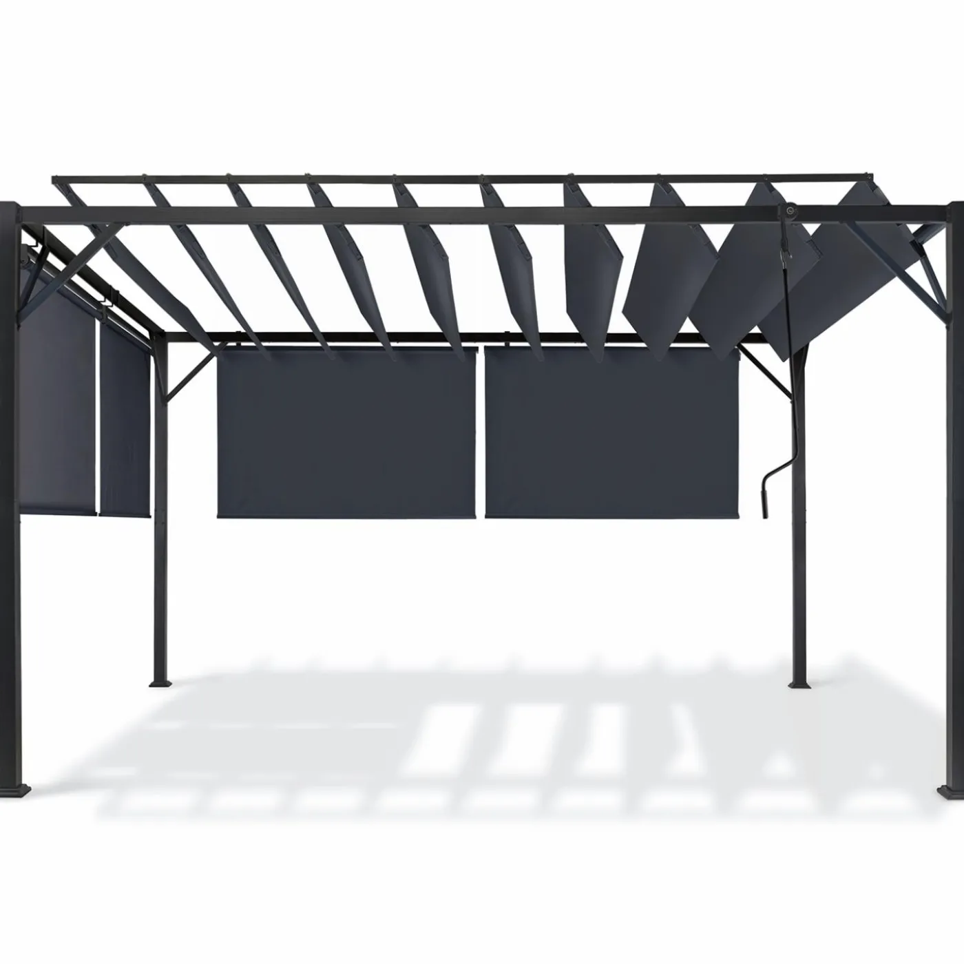 Pergola lames orientables et stores gris anthracite