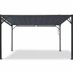 Pergola lames orientables et stores gris anthracite