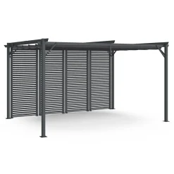 Pergola persienne 3x4M gris anthracite avec toit rétractable et 4 pans modulables