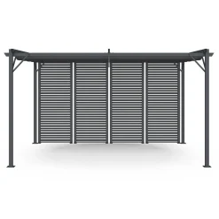 Pergola persienne 3x4M gris anthracite avec toit rétractable et 4 pans modulables