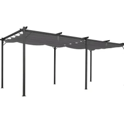 Pergola rétractable gris 6 pieds en acier 3x6 m et toile polyester