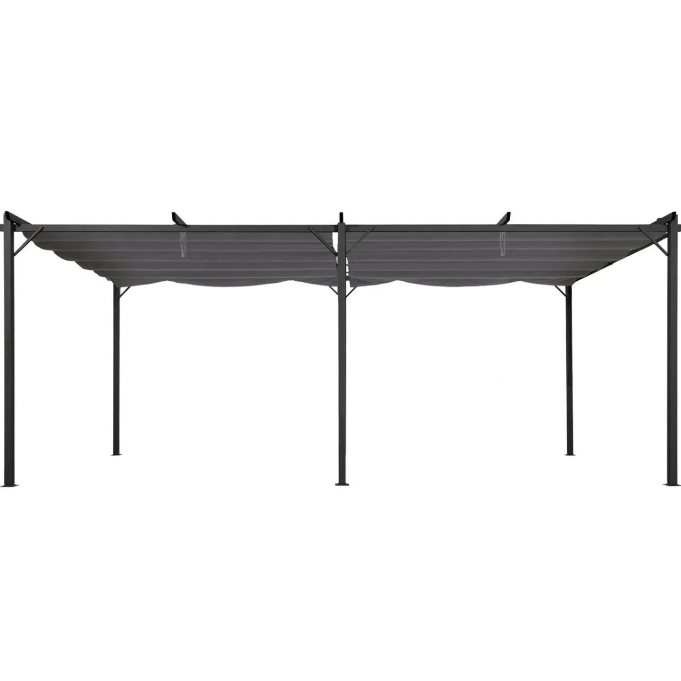 Pergola rétractable gris 6 pieds en acier 3x6 m et toile polyester