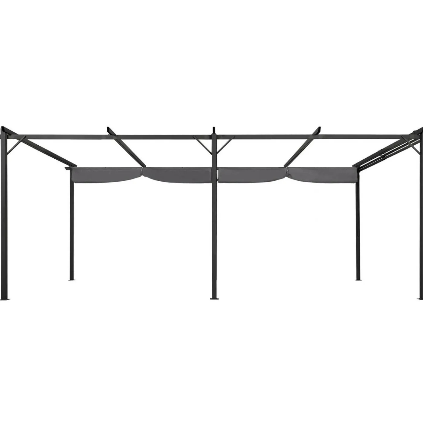 Pergola rétractable gris 6 pieds en acier 3x6 m et toile polyester