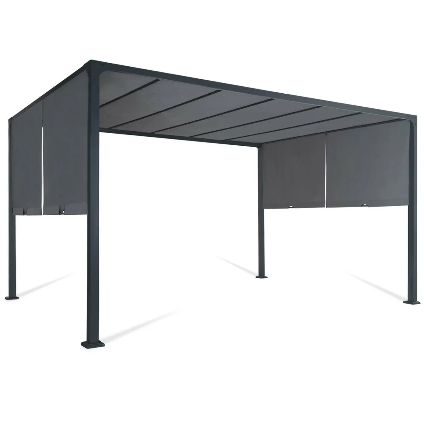 Pergola toile coulissante en métal gris