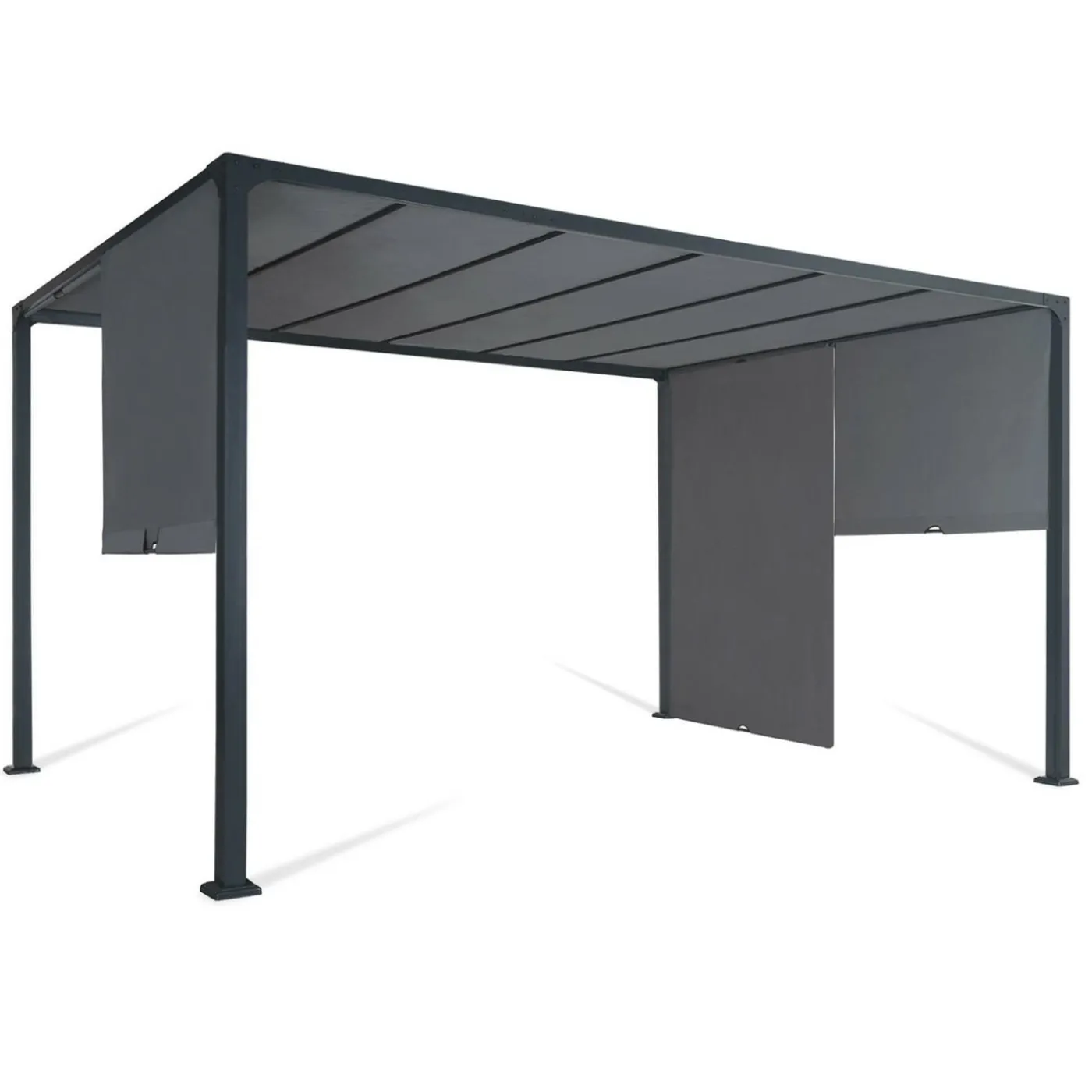 Pergola toile coulissante en métal gris