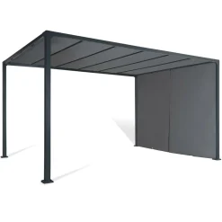 Pergola toile coulissante en métal gris