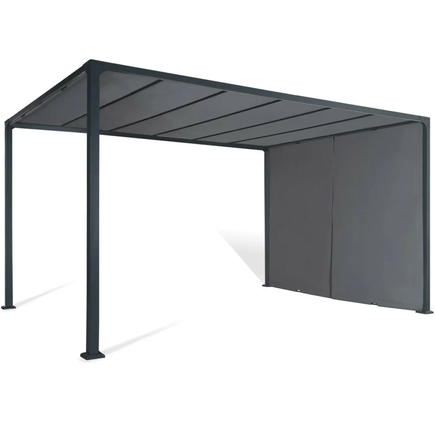 Pergola toile coulissante en métal gris